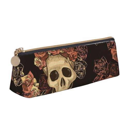 TRESILA Federmäppchen aus Leder in Lachsfarben / Leder, langlebig, Schreibwaren-Organizer, Federmäppchen, Rose Skull, Einheitsgröße, Taschen-Organizer von TRESILA