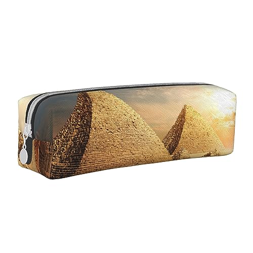 TRESILA Federmäppchen aus Leder mit Reißverschluss, langlebig, Schreibwaren-Organizer, Federmäppchen, ägyptische Pyramide in Wüste von TRESILA