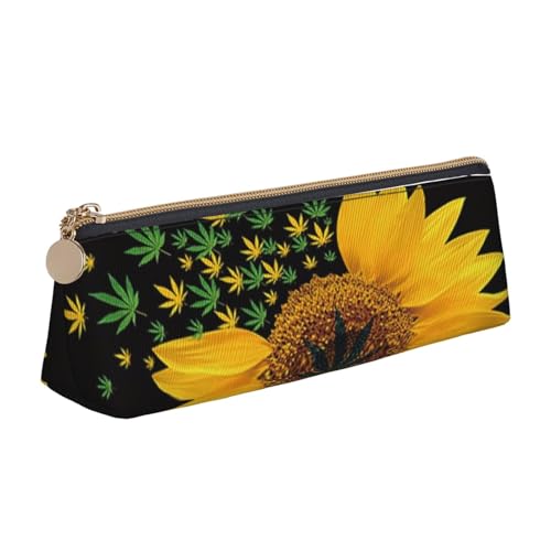 TRESILA Federmäppchen mit Gänseblümchen/Blumenmuster, Leder, Stifteetui, Organizer, langlebig, Schreibwaren-Organizer, Federmäppchen, Unkraut mit Sonnenblume, Einheitsgröße, Taschen-Organizer von TRESILA