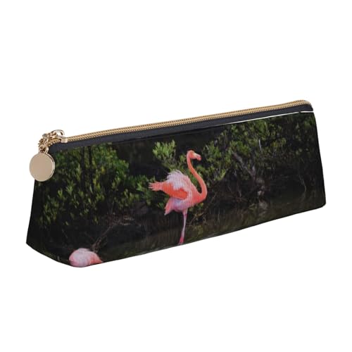 TRESILA Federmäppchen mit niedlichem Hundepfoten-Motiv, Leder, Stifteetui, Organizer, langlebig, Schreibwaren-Organizer, Federmäppchen, Zwei Flamingos, Einheitsgröße, Taschen-Organizer von TRESILA