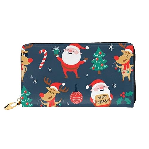 TRESILA Geldbörse Frauen Lange Leder Reißverschluss Geldbörse Telefon Kartenhalter Caseclutch Geldbörse Münze Organizer Brieftasche - Bauernhof Tiere, Weihnachtsmann Weihnachten, Einheitsgröße von TRESILA