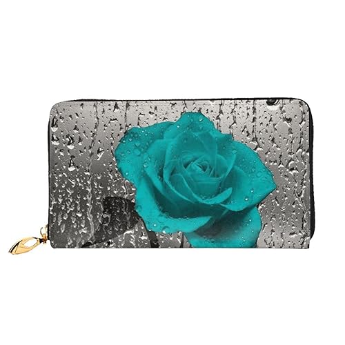 TRESILA Geldbörse Frauen Lange Leder Reißverschluss Geldbörse Telefon Kartenhalter Caseclutch Geldbörse Münze Organizer Brieftasche - Cowboy Ride Horse, Blaugrüne Rose, Einheitsgröße von TRESILA