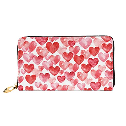 TRESILA Geldbörse Frauen Lange Leder Reißverschluss Geldbörse Telefon Kartenhalter Caseclutch Geldbörse Münze Organizer Brieftasche - Cowboy Ride Horse, Falling Red Hearts, Einheitsgröße von TRESILA