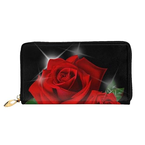 TRESILA Geldbörse Frauen Lange Leder Reißverschluss Geldbörse Telefon Kartenhalter Caseclutch Geldbörse Münze Organizer Brieftasche - Flugzeug, Rote Rosen, Einheitsgröße von TRESILA