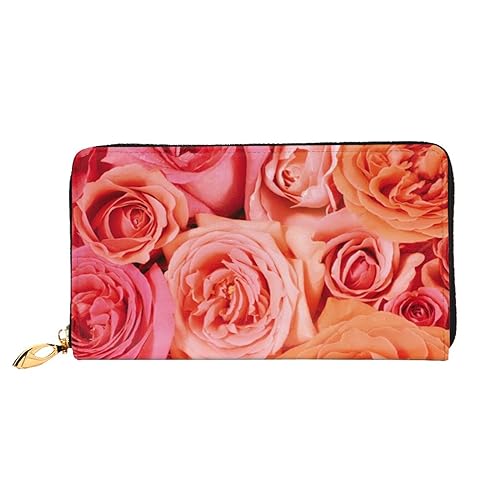 TRESILA Geldbörse Frauen Lange Leder Reißverschluss Geldbörse Telefon Kartenhalter Caseclutch Geldbörse Münze Organizer Brieftasche - Flugzeug Sonnenuntergang, Orange Rose, Einheitsgröße von TRESILA