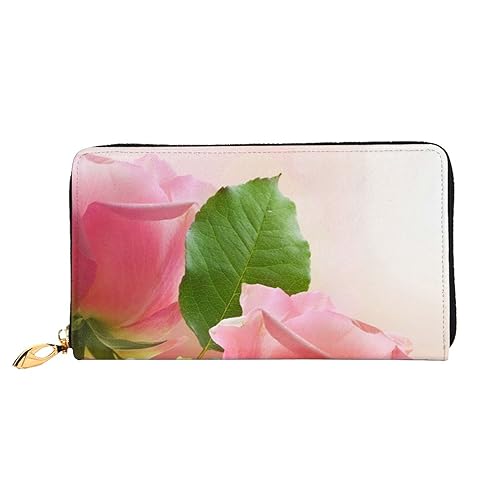 TRESILA Geldbörse Frauen Lange Leder Reißverschluss Geldbörse Telefon Kartenhalter Caseclutch Geldbörse Münze Organizer Brieftasche - Flugzeug Sonnenuntergang, Rosa Rosen, Einheitsgröße von TRESILA