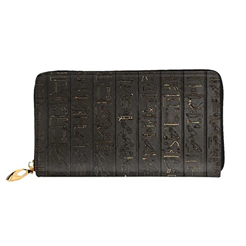 TRESILA Geldbörse Frauen Lange Leder Reißverschluss Geldbörse Telefon Kartenhalter Caseclutch Geldbörse Münze Organizer Brieftasche - Frohe Weihnachten, Antike ägyptische Hieroglyphene, Einheitsgröße von TRESILA