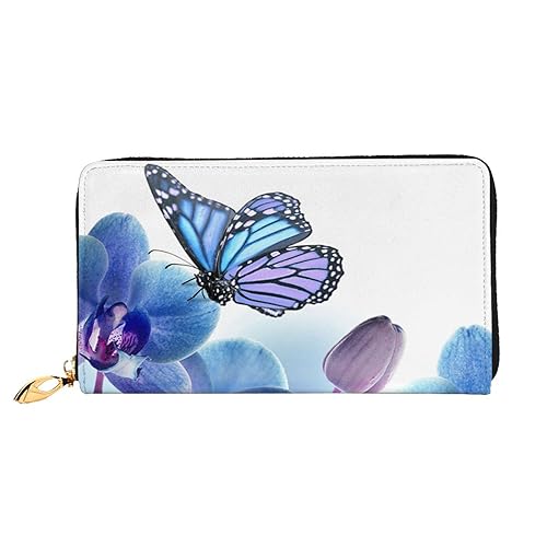 TRESILA Geldbörse Frauen Lange Leder Reißverschluss Geldbörse Telefon Kartenhalter Caseclutch Geldbörse Münze Organizer Brieftasche - Frohe Weihnachten, Blume Schmetterling, Einheitsgröße von TRESILA