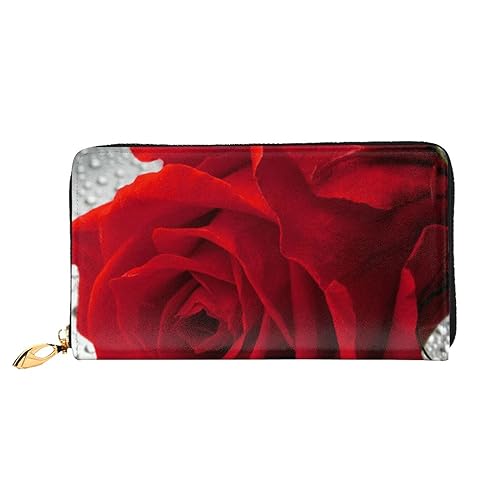 TRESILA Geldbörse Frauen Lange Leder Reißverschluss Geldbörse Telefon Kartenhalter Caseclutch Geldbörse Münze Organizer Brieftasche - Frohe Weihnachten, Rose, Rot, Einheitsgröße von TRESILA