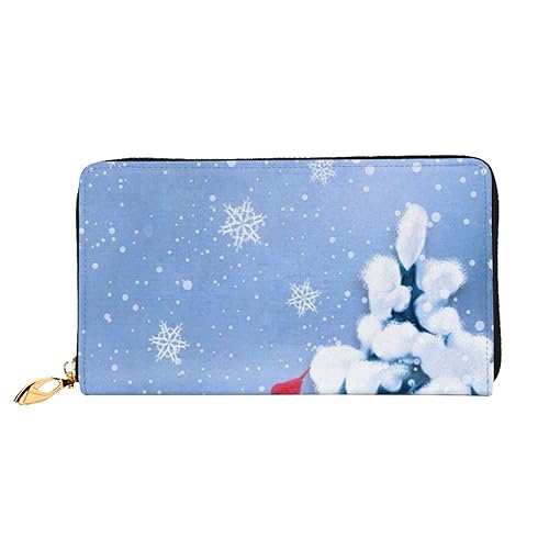 TRESILA Geldbörse Frauen Lange Leder Reißverschluss Geldbörse Telefon Kartenhalter Caseclutch Geldbörse Münze Organizer Brieftasche - Geometrische Linien, Weihnachtsmann Schneemann, Einheitsgröße von TRESILA