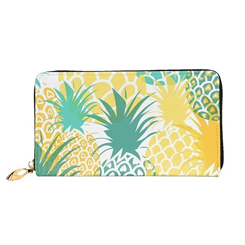 TRESILA Geldbörse Frauen Lange Leder Reißverschluss Geldbörse Telefon Kartenhalter Caseclutch Geldbörse Münze Organizer Brieftasche - Lustige Weihnachten Hirsch, Tropische Ananas, Einheitsgröße von TRESILA