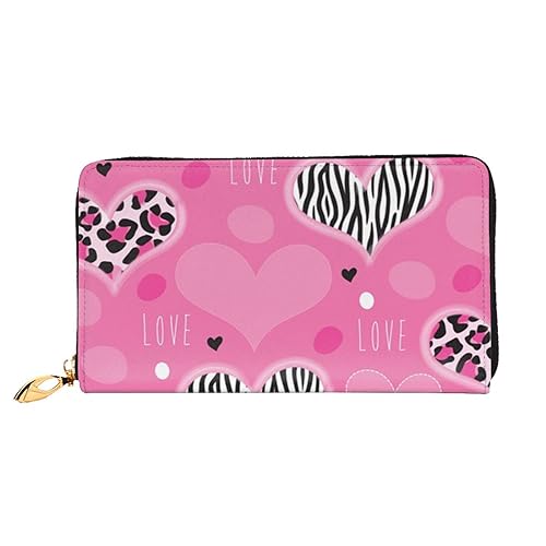 TRESILA Geldbörse Frauen Lange Leder Reißverschluss Geldbörse Telefon Kartenhalter Caseclutch Geldbörse Münze Organizer Brieftasche - Rote Kirschen, Pink Love Heart, Einheitsgröße von TRESILA