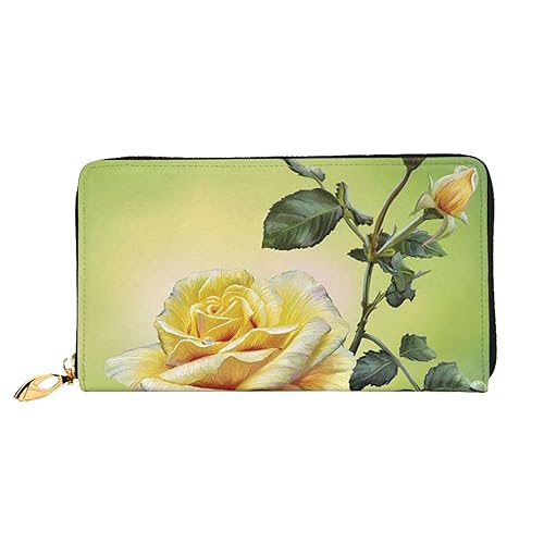 TRESILA Geldbörse Frauen Lange Leder Reißverschluss Geldbörse Telefon Kartenhalter Caseclutch Geldbörse Münze Organizer Brieftasche - Schwarz Libelle, Gelbe Rose, Einheitsgröße von TRESILA