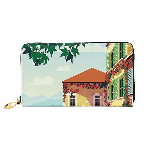 TRESILA Geldbörse Frauen Lange Leder Reißverschluss Geldbörse Telefon Kartenhalter Caseclutch Geldbörse Münze Organizer Brieftasche - Sommer Gelbe Blumen, Mediterraner Sommer, Einheitsgröße von TRESILA