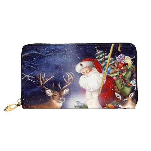 TRESILA Geldbörse Frauen Lange Leder Reißverschluss Geldbörse Telefon Kartenhalter Caseclutch Geldbörse Münze Organizer Brieftasche - Sommer Gelbe Blumen, Weihnachten Hirsch, Einheitsgröße von TRESILA