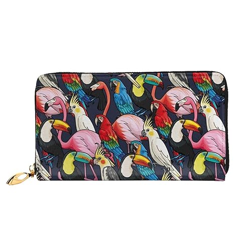 TRESILA Geldbörse Frauen Lange Leder Reißverschluss Geldbörse Telefon Kartenhalter Caseclutch Geldbörse Münze Organizer Brieftasche - Sport Ball Fußball, Tropischer wilder Flamingo, Einheitsgröße von TRESILA