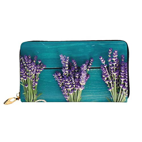 TRESILA Geldbörse Frauen Lange Leder Reißverschluss Geldbörse Telefon Kartenhalter Caseclutch Geldbörse Münze Organizer Brieftasche - Strand Sonnenaufgang, Blumensträuße in Violett, Einheitsgröße von TRESILA