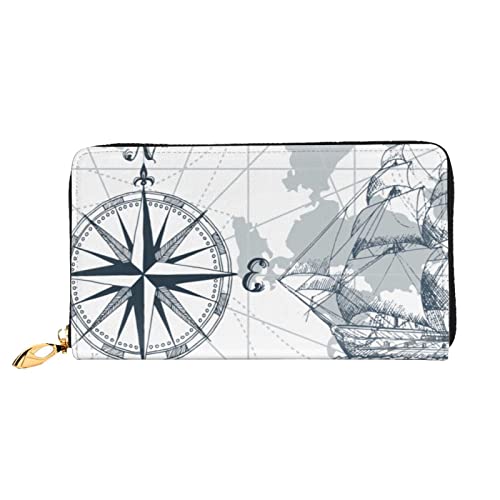 TRESILA Geldbörse Frauen Lange Leder Reißverschluss Geldbörse Telefon Kartenhalter Caseclutch Geldbörse Münze Organizer Brieftasche - Strand Sonnenaufgang, Bootskarte, Einheitsgröße von TRESILA