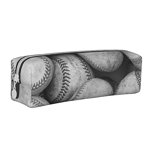 TRESILA Leder-Federmäppchen mit Reißverschluss, Federmäppchen, Organizer, langlebig, Schreibwaren-Organizer, Federmäppchen/abstrakte Weltkugel, Cool Grey Baseball, Einheitsgröße, Taschen-Organizer von TRESILA