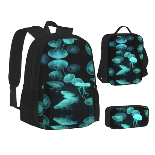 TRESILA Rucksack für Kinder, Jungen, Mädchen, strapazierfähiges Polyester, Schultasche, Büchertasche mit Lunchtasche und Federmäppchen (3-in-1-Rucksack-Set), Sonnenuntergang Delfine, Wunderschöne von TRESILA