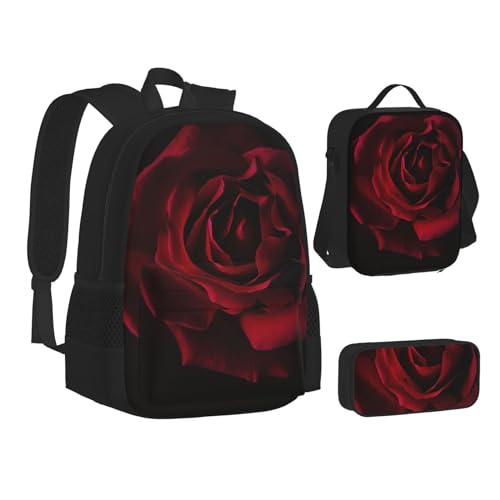 TRESILA Rucksack für Kinder, Jungen, Mädchen, strapazierfähiges Polyester, Schultasche, Büchertasche mit Lunchtasche und Federmäppchen (3-in-1-Rucksack-Set), Sonnenuntergang Delfine, Rosenblüte, von TRESILA