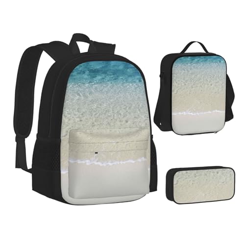 TRESILA Rucksack für Kinder, Jungen, Mädchen, strapazierfähiges Polyester, Schultasche, Büchertasche mit Lunchtasche und Federmäppchen (3-in-1-Rucksack-Set), afrikanisches Tier-Sonnenuntergang, Beach von TRESILA