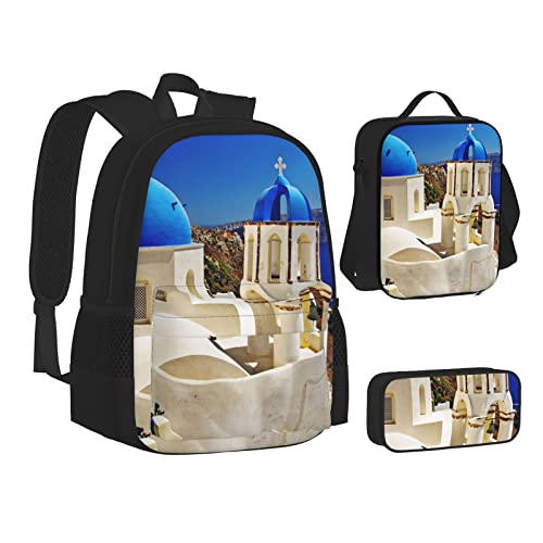 TRESILA Rucksack für Kinder, Jungen und Mädchen, strapazierfähiges Polyester, Schultasche, Büchertasche mit Lunchtasche und Federmäppchen (3-in-1-Rucksack-Set), ein Korb, Zitronengelb, Santorini von TRESILA