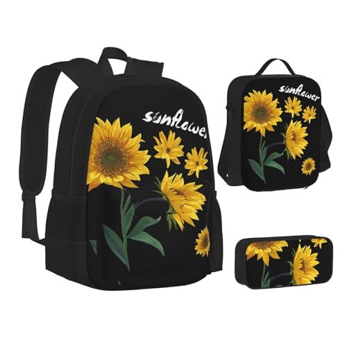 TRESILA Rucksack für Kinder, Jungen und Mädchen, strapazierfähiges Polyester, Schultasche, Büchertasche mit Lunchtasche und Federmäppchen (3-in-1-Rucksack-Set)/Kaktuswüste, Sonnenuntergang, von TRESILA