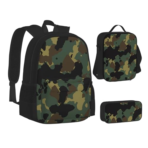 TRESILA Rucksack für Kinder, Jungen und Mädchen, strapazierfähiges Polyester, Schultasche, Büchertasche mit Lunchtasche und Federmäppchen (3-in-1-Rucksack-Set)/Kaktuswüste, Sonnenuntergang, von TRESILA