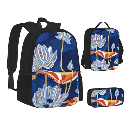 TRESILA Rucksack für Kinder, Jungen und Mädchen, strapazierfähiges Polyester, Schultasche, Büchertasche mit Lunchtasche und Federmäppchen (3-in-1-Rucksack-Set)/Kaktuswüste, Sonnenuntergang, von TRESILA