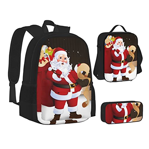TRESILA Rucksack für Kinder, Jungen und Mädchen, strapazierfähiges Polyester, Schultasche, Büchertasche mit Lunchtasche und Federmäppchen (3-in-1-Rucksack-Set) / Nationalpark, weihnachtsmotiv, von TRESILA