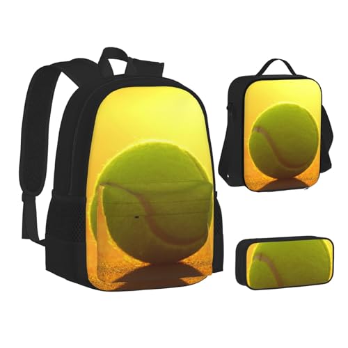 TRESILA Rucksack für Kinder, Jungen und Mädchen, strapazierfähiges Polyester, Schultasche, Büchertasche mit Lunchtasche und Federmäppchen (3-in-1-Rucksack-Set) / altes Nummernschild, Tennisball, von TRESILA