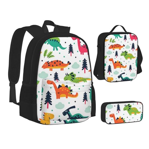 TRESILA Rucksack für Kinder, Jungen und Mädchen, strapazierfähiges Polyester, Schultasche, Büchertasche mit Lunchtasche und Federmäppchen (3-in-1-Rucksack-Set) / tropische Früchte Ananas, Bunte von TRESILA