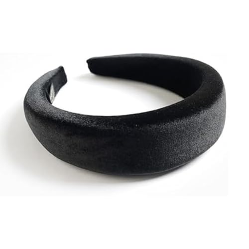 TRESSDY 2er-Pack Gepolsterte Velours-Stirnbänder für Frauen und Mädchen für Haare Dicke Samt Kopfbänder Mode Haarbänder Haarband Haarband für Frauen Haar-Accessoire (Schwarz) von TRESSDY