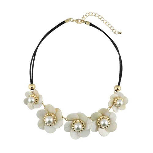 5 Blumen-Choker-Halskette für Damen, leichte Acryl-Blumen-Halskette, Sommerurlaub, Boho-Schmuck, Abschlussball, Halskette, Weiß 5 Blumen-Choker-Halskette für Damen, leichte Acryl-Blumen-Halskette, Sommerurlaub, Boho-Schmuck, Abschlussball, Halskette, Weiß von TREWQ-US