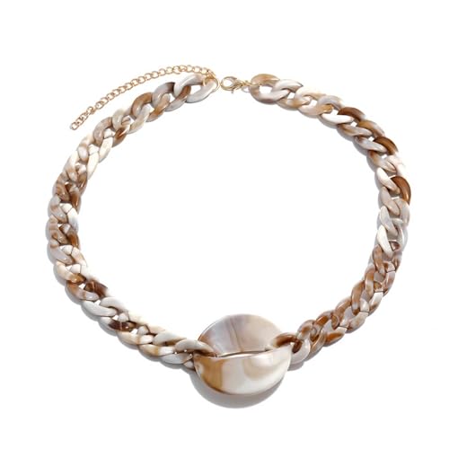 Acryl-Halskette für Damen, handgefertigt, klobige Halskette für Damen, lange Boho-Verpackung, Gliederkette, leicht, Modeschmuck, Halskette, Geschenk, Braun Acryl-Halskette für Damen, handgefertigt, klobige Halskette für Damen, lange Boho-Verpackung, Gliederkette, leicht, Modeschmuck, Halskette, Geschenk, Braun von TREWQ-US