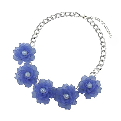 Blumen-Choker-Halskette für Frauen, leichtes Acryl, Blumen-Statement-Blumen-Halskette, blau, Urlaub, Boho-Schmuck, Abschlussball, Halskette, Blau Blumen-Choker-Halskette für Frauen, leichtes Acryl, Blumen-Statement-Blumen-Halskette, blau, Urlaub, Boho-Schmuck, Abschlussball, Halskette, Blau von TREWQ-US