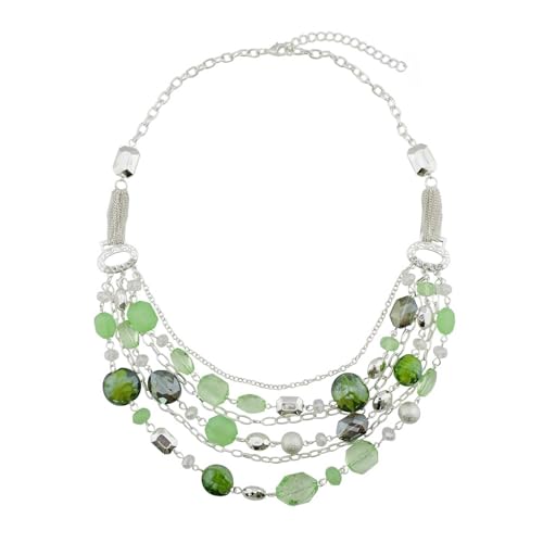 Bohemia Layered Necklace Glass Beads Acrylic Necklace Vintage Multi Tier Ethnic Necklace African Necklace Chain Collar for Women Ladies D von TREWQ-US