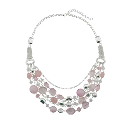 Bohemia Layered Necklace Glass Beads Acrylic Necklace Vintage Multi Tier Ethnic Necklace African Necklace Chain Collar for Women Ladies F von TREWQ-US