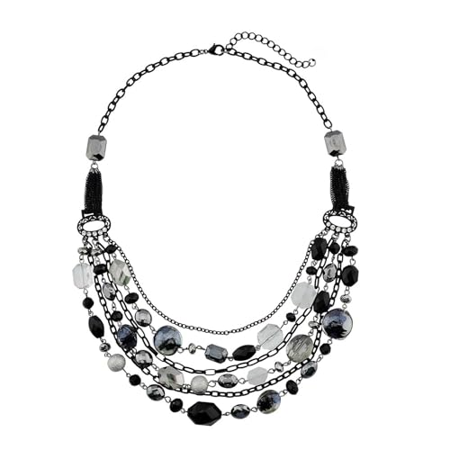 Bohemia Layered Necklace Glass Beads Acrylic Necklace Vintage Multi Tier Ethnic Necklace African Necklace Chain Collar for Women Ladies Z von TREWQ-US
