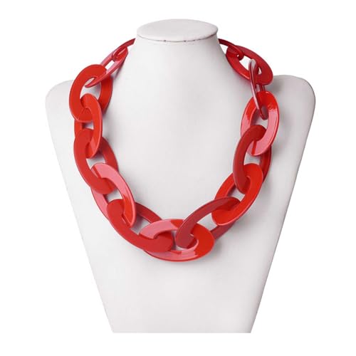 Bunte Acryl Halskette, Dicker Minimalistischer Mehrfarbiger Punk Schmuck für Frauen Mädchen Rot Bunte Acryl Halskette, Dicker Minimalistischer Mehrfarbiger Punk Schmuck für Frauen Mädchen Rot von TREWQ-US