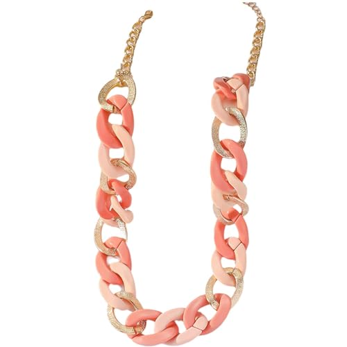 Bunte Pastell Acryl Halskette Große Kette Modeschmuck Damen Punk Hip Hop Halskette Rot Gliederkette von TREWQ-US