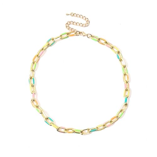 Bunte Schlüsselbeinkette für Damen, zarte Halskette aus galvanisierter Legierung, für Schmuck, Büroklammern, Teenager-Mädchen, Geschenke für Frauen, mehrfarbig Bunte Schlüsselbeinkette für Damen, zarte Halskette aus galvanisierter Legierung, für Schmuck, Büroklammern, Teenager-Mädchen, Geschenke für Frauen, mehrfarbig von TREWQ-US