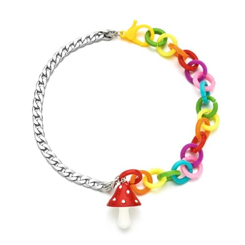 Choker-Halskette aus Acryl in Bonbonfarben, bunte Acrylkette, Spleißkette, niedlicher Pilz-Anhänger, Halskette für Damen und Mädchen, Schmuck, bunt Choker-Halskette aus Acryl in Bonbonfarben, bunte Acrylkette, Spleißkette, niedlicher Pilz-Anhänger, Halskette für Damen und Mädchen, Schmuck, bunt von TREWQ-US
