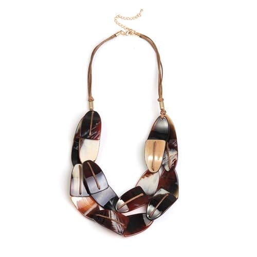Chunky Unregelmäßige Acryl Kostüm Anhänger Halskette Ethno Stil Acryl Acetat Halskette Damen Retro Schlüsselbein Kette Pullover Kette Kaffee von TREWQ-US