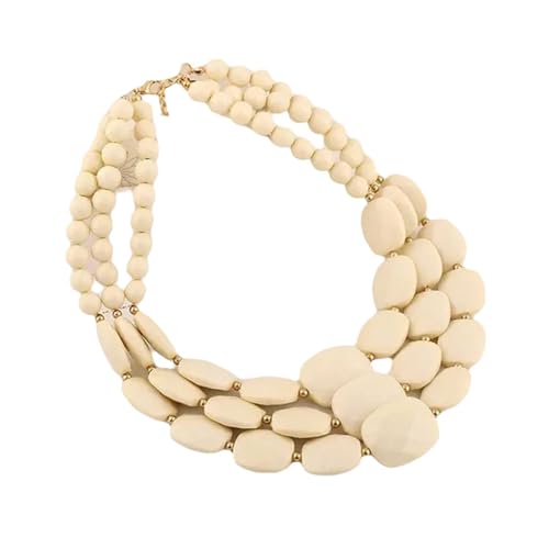 Damen Boho Chunky Acryl Gliederkette Mehrstöckige Mode Handgefertigt Kubanische Kette Kragen Schmuck Halskette Kleider Pullover Zubehör Beige Damen Boho Chunky Acryl Gliederkette Mehrstöckige Mode Handgefertigt Kubanische Kette Kragen Schmuck Halskette Kleider Pullover Zubehör Beige von TREWQ-US