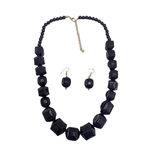 Damen Boho Chunky Acryl Link Kette Ohrringe Set Mode Statement Handgemachte Kubanische Kette Kragen Schmuck Halskette Kleider Pullover Zubehör Schwarz Damen Boho Chunky Acryl Link Kette Ohrringe Set Mode Statement Handgemachte Kubanische Kette Kragen Schmuck Halskette Kleider Pullover Zubehör Schwarz von TREWQ-US