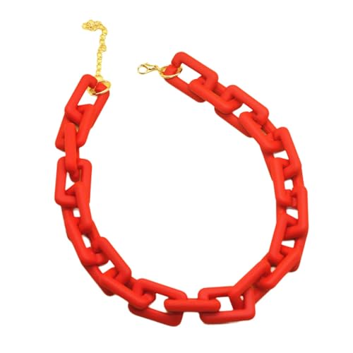 Damen-Halskette mit Gliederkette aus Acrylharz, bunte Harzhalskette, modische und einfache Halskette, Rot Damen-Halskette mit Gliederkette aus Acrylharz, bunte Harzhalskette, modische und einfache Halskette, Rot von TREWQ-US