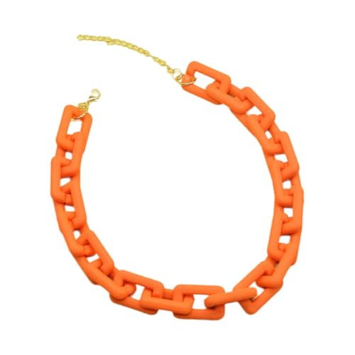 Damen-Halskette mit Gliederkette aus Acrylharz, bunte Harzhalskette, modische und einfache Halskette, orange Damen-Halskette mit Gliederkette aus Acrylharz, bunte Harzhalskette, modische und einfache Halskette, orange von TREWQ-US