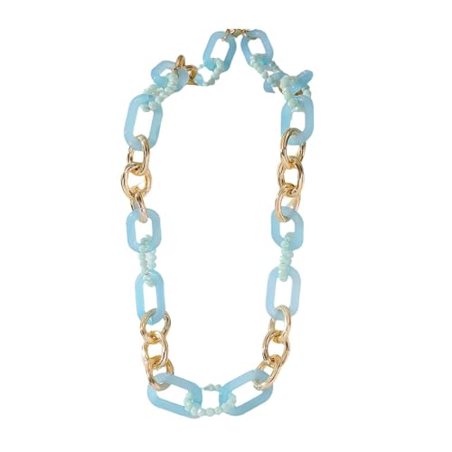 Dicke Acryl Halskette Punk Stil Bunte Kubanische Gliederkette Leichte Boho Stil Mode Schmuck Geschenke für Frauen Mädchen, Acryl Dicke Acryl Halskette Punk Stil Bunte Kubanische Gliederkette Leichte Boho Stil Mode Schmuck Geschenke für Frauen Mädchen, Acryl von TREWQ-US